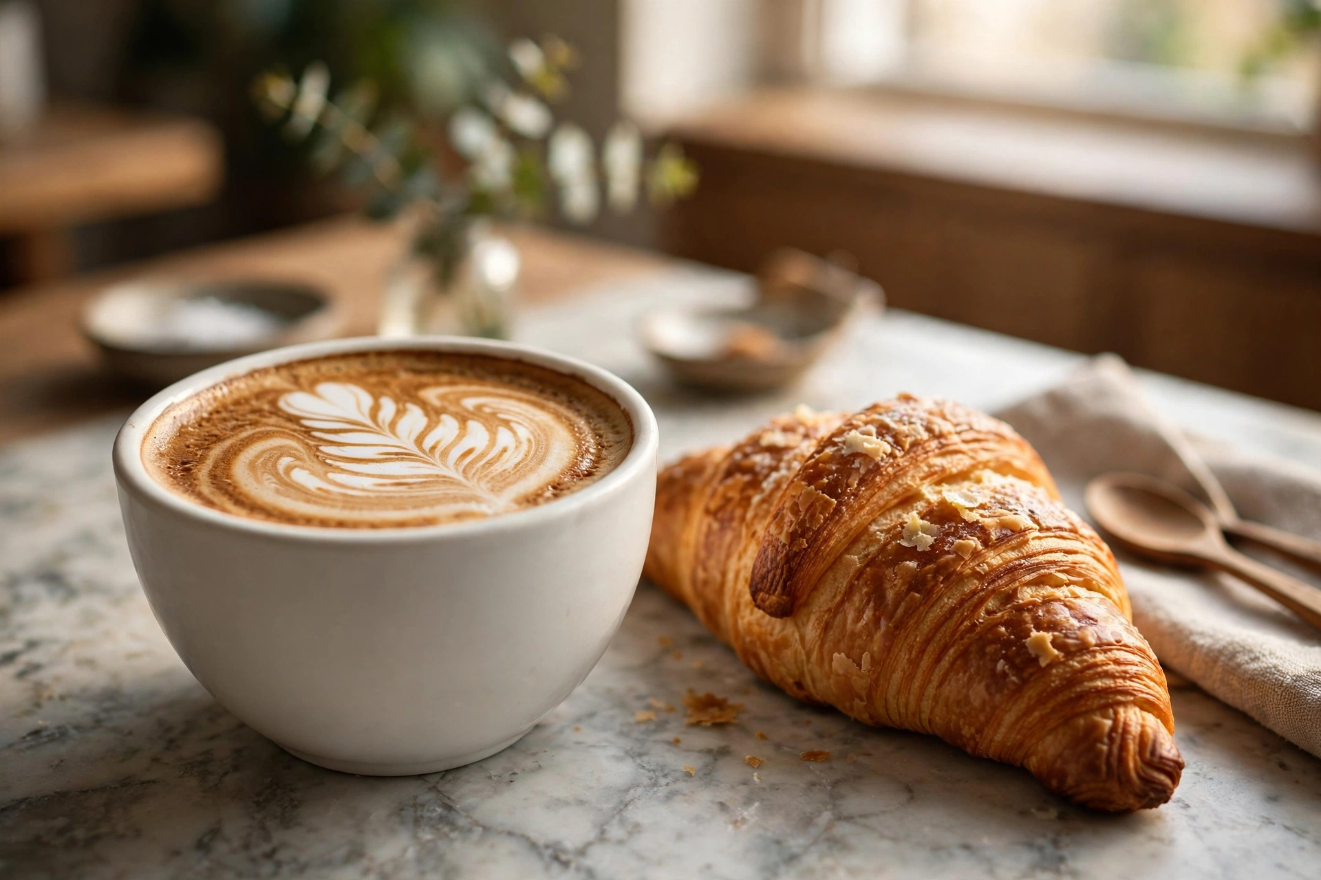 Coffee Bean Cafe Singapore Coffee Bean cafe latte and croissant