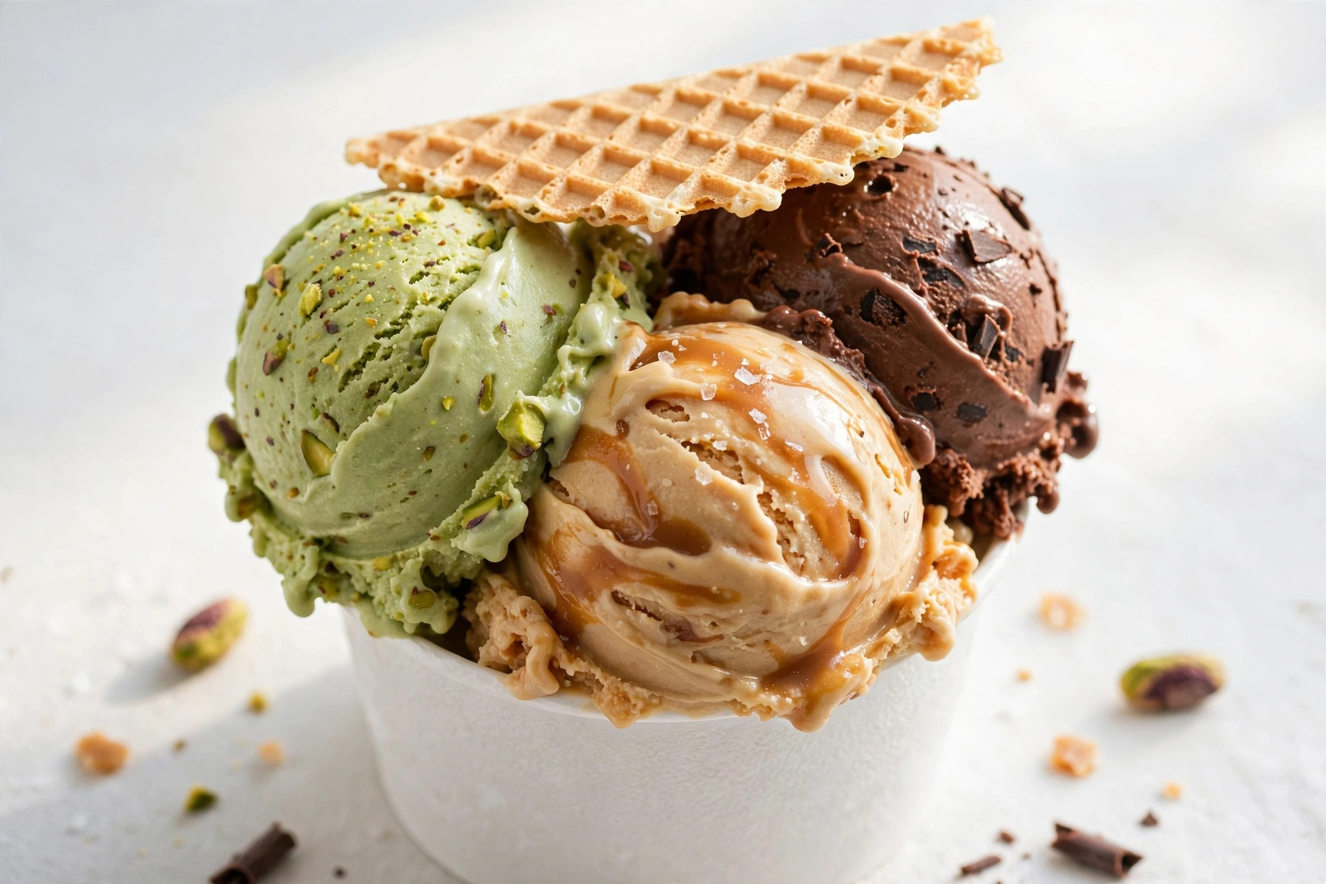 Messina gelato scoops in cup