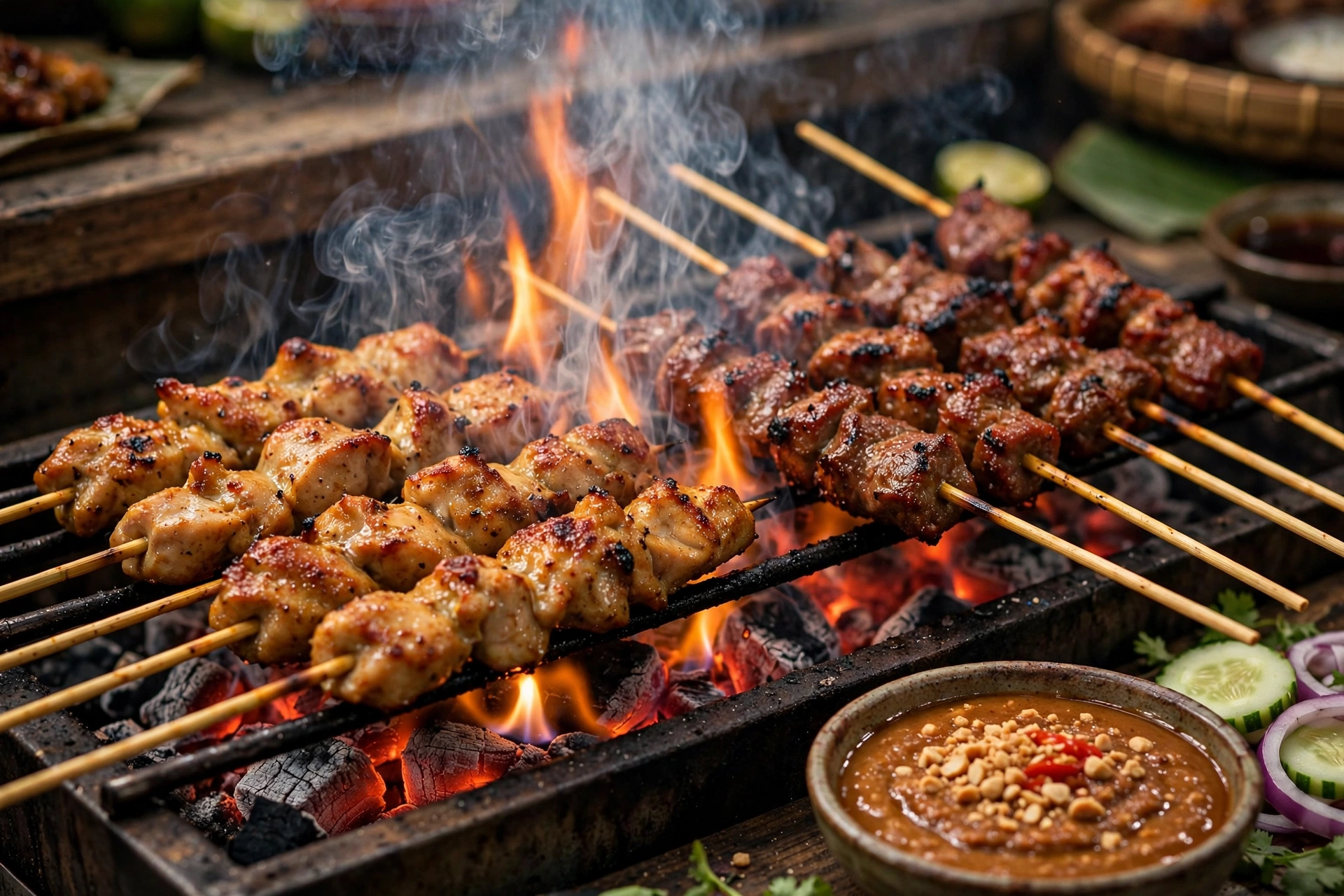 Newton Food Centre Satay Singapore Newton Food Centre satay grilling